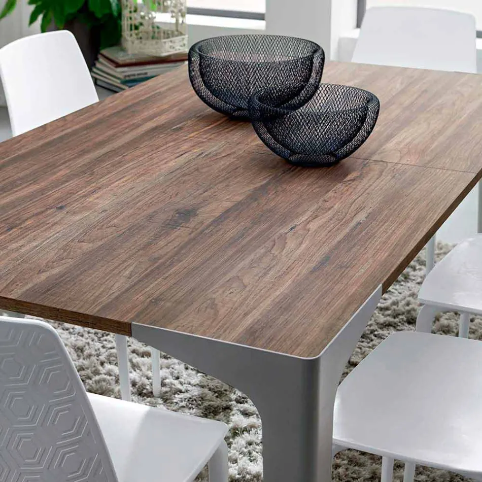 Mesa extensible hasta 222 cm en Hpl efecto madera Made in Italy - Vulcano viadurini