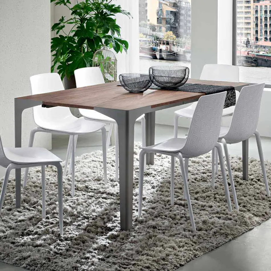 Mesa extensible hasta 222 cm en Hpl efecto madera Made in Italy - Vulcano viadurini