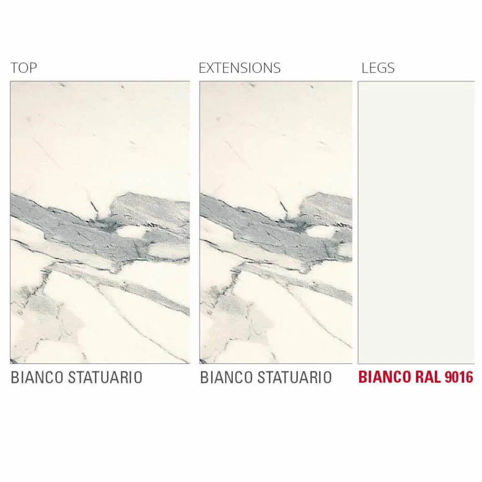 Mesa extensible hasta 238 cm en laminam y metal Made in Italy - Remigio viadurini