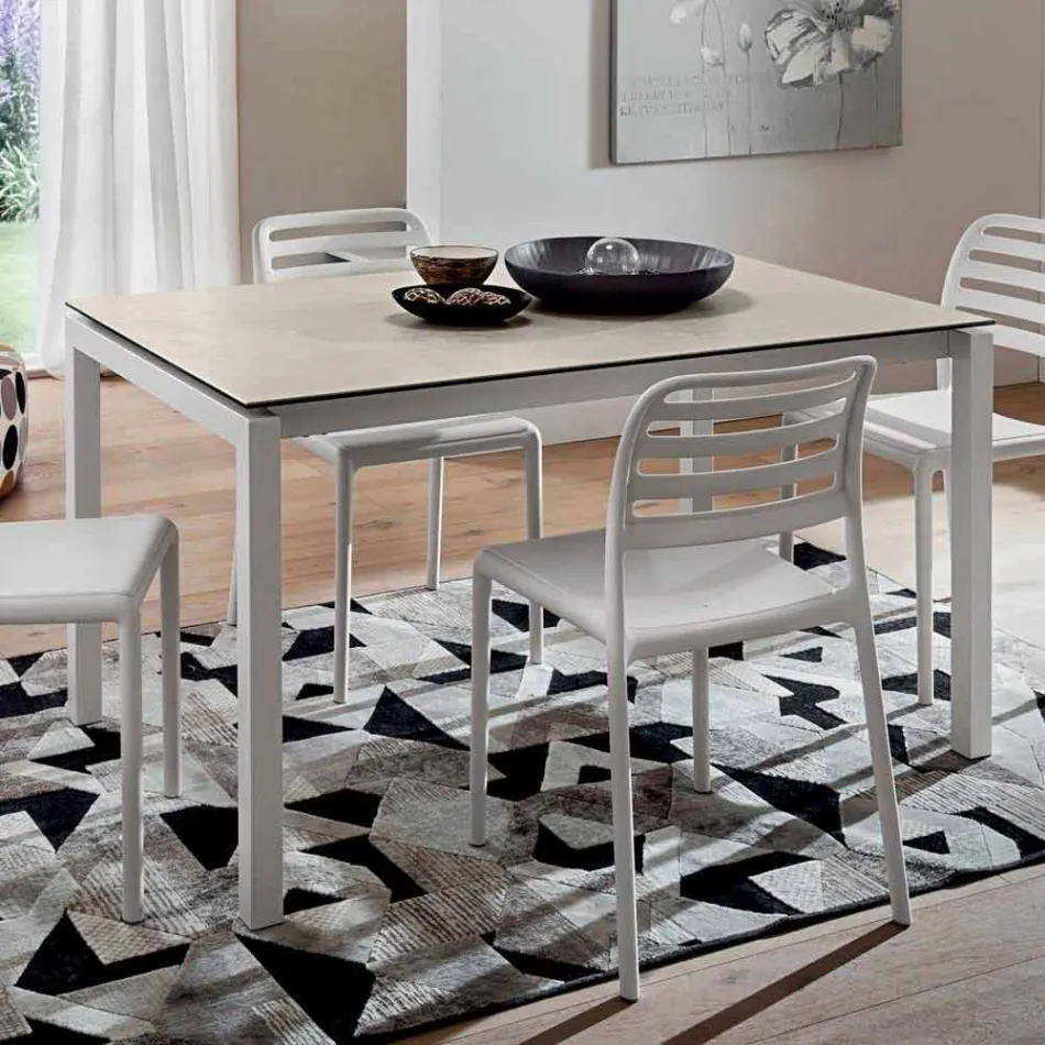 Mesa extensible hasta 238 cm en laminam y metal Made in Italy - Remigio viadurini