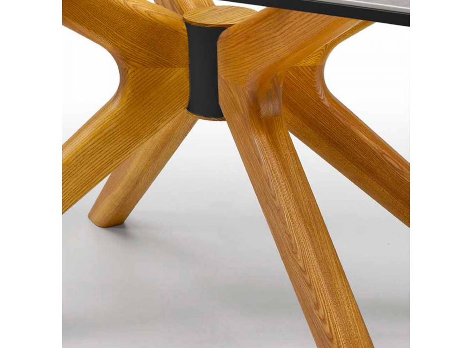 Mesa extensible hasta 260 cm en gres, mármol y madera Made in Italy - Malita viadurini