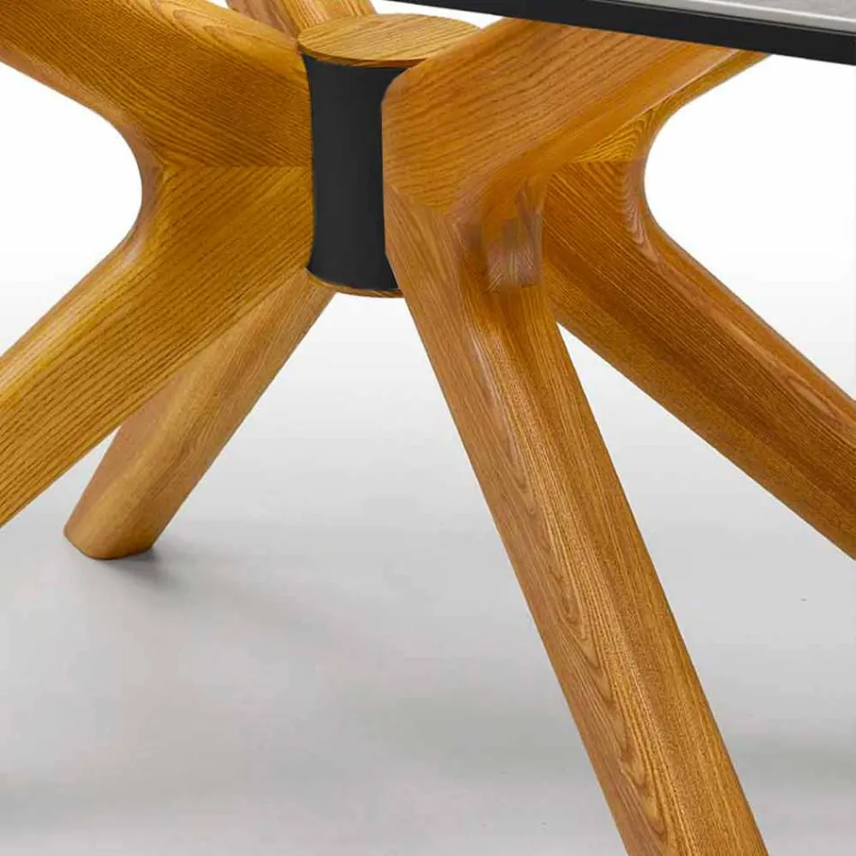 Mesa extensible hasta 260 cm en gres, mármol y madera Made in Italy - Malita viadurini