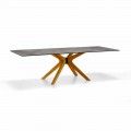 Mesa extensible hasta 260 cm en gres y madera, lujo Made in Italy - Malita