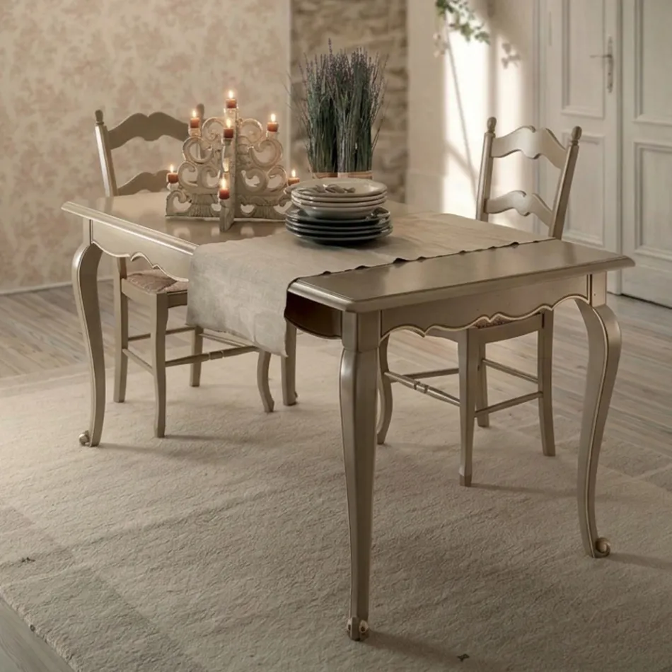 Mesa extensible de hasta 260 cm en madera gris paloma, fabricada en Italia - Celestino viadurini