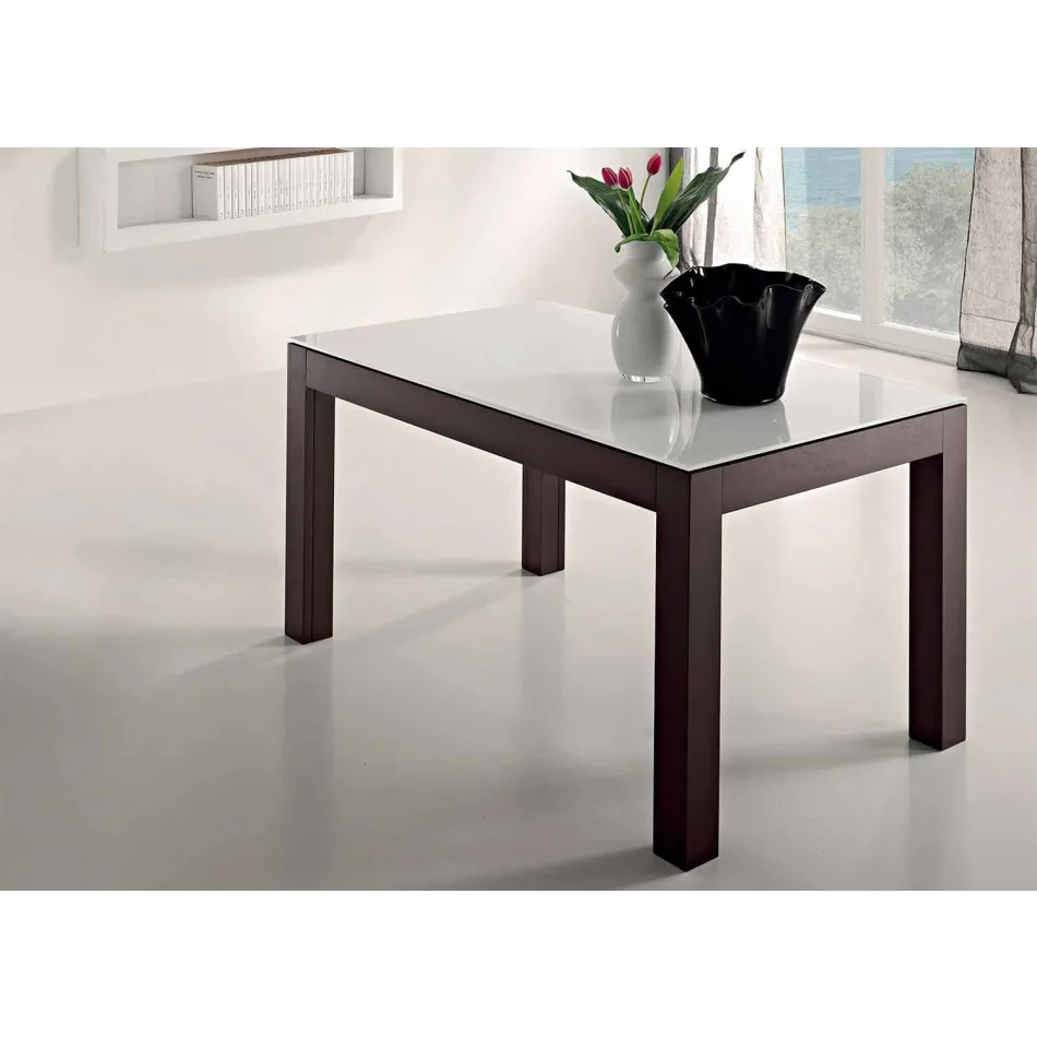 Mesa extensible de hasta 270 cm en vidrio y fresno Made in Italy - Homer viadurini