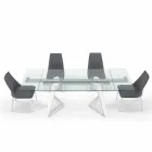 Mesa Extensible de Vidrio y Madera Chapada hasta 280 cm - Eugrafo viadurini