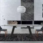 Mesa Extensible de Vidrio y Madera Chapada hasta 280 cm - Eugrafo viadurini