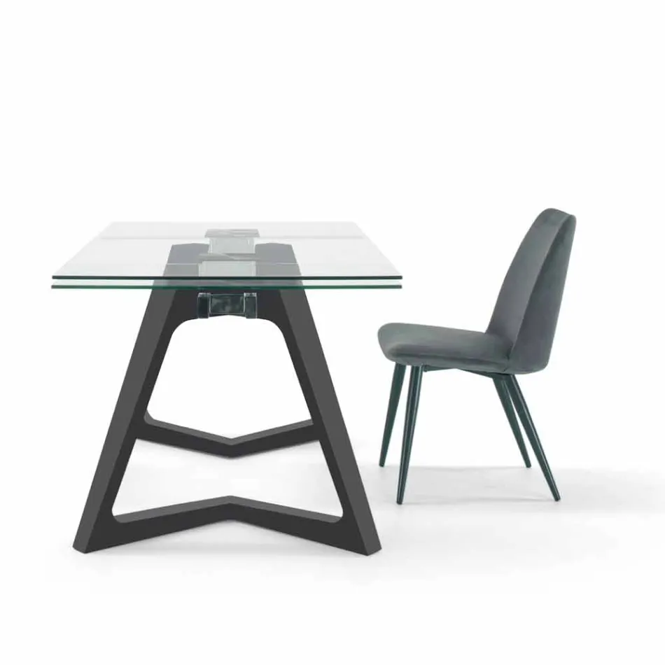 Mesa Extensible de Vidrio y Madera Chapada hasta 280 cm - Eugrafo viadurini