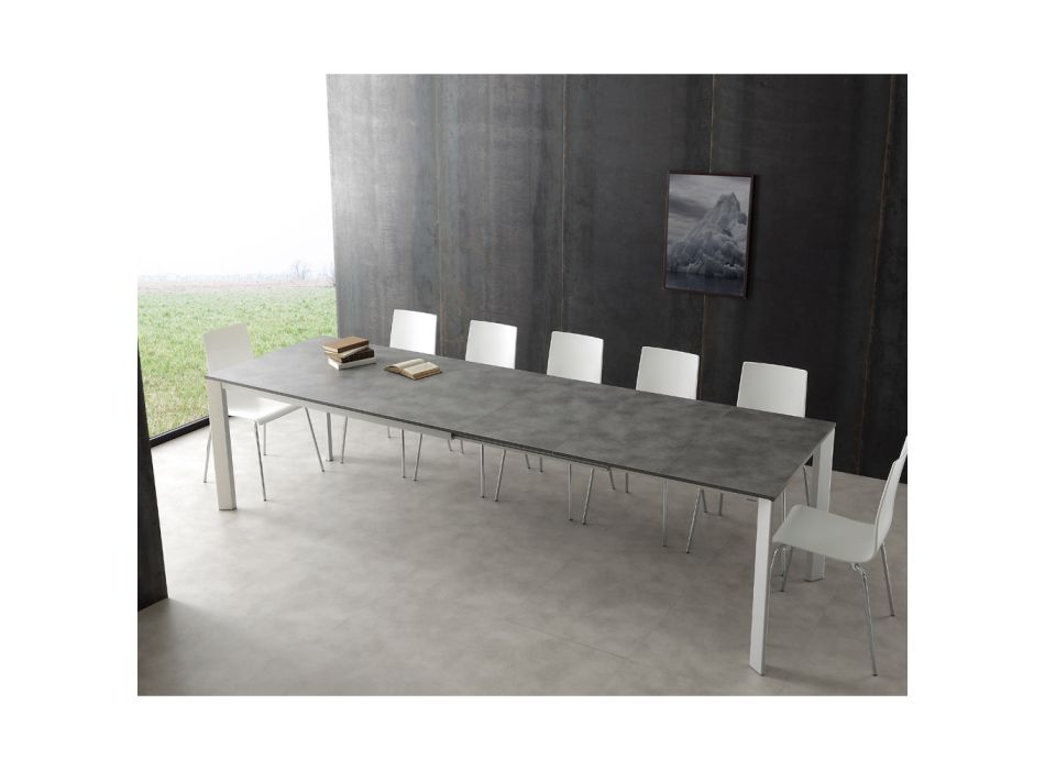 Mesa extensible hasta 3 metros en aluminio y melamina Urbino viadurini