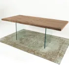 Mesa Extensible hasta 300 cm en Madera Chapada y Vidrio - Lágrima viadurini