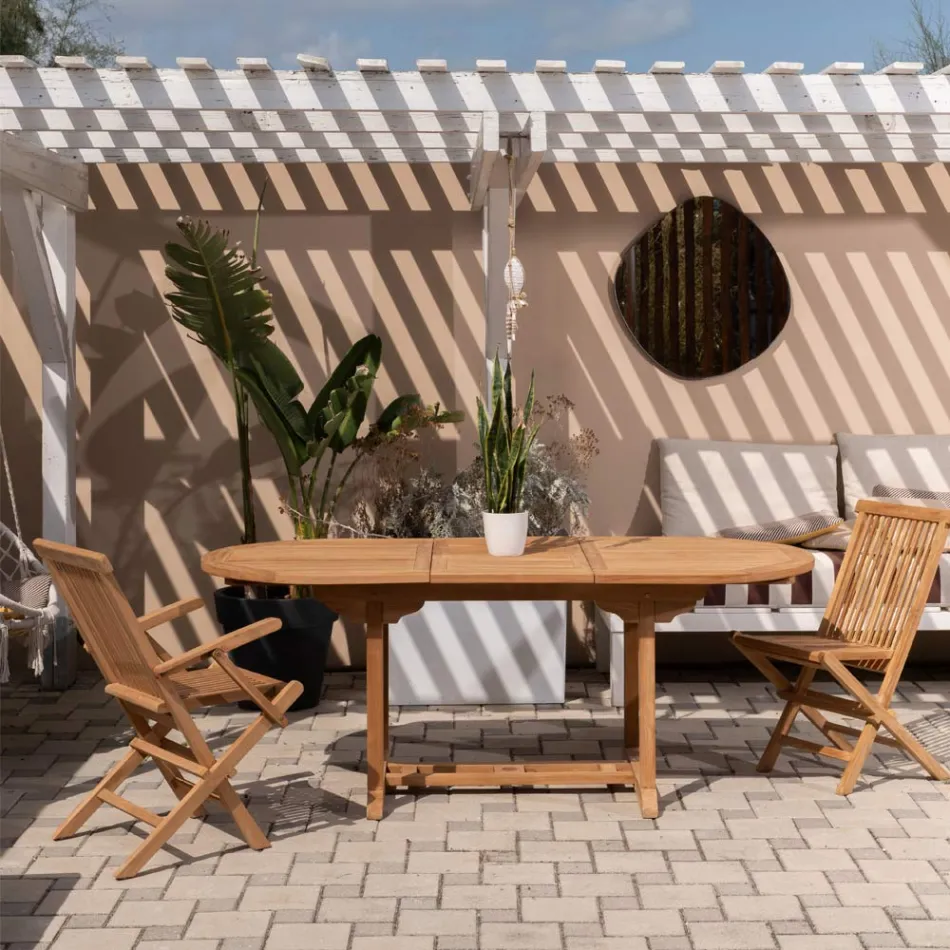 Mesa de Jardín Extensible en Teca en Diferentes Medidas - Yggdrasil viadurini