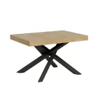 Mesa extensible hasta 440 cm en hierro y madera antracita Made in Italy - Graffo viadurini