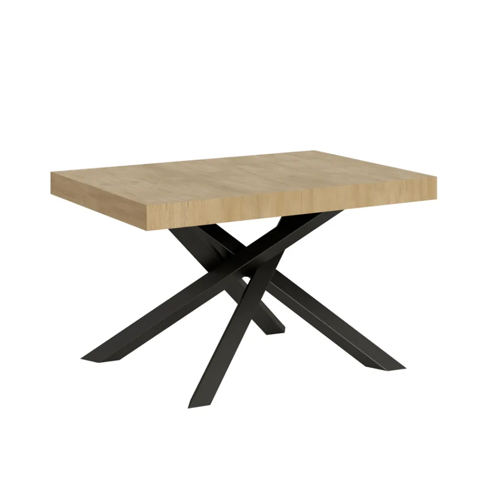 Mesa extensible hasta 440 cm en hierro y madera antracita Made in Italy - Graffo viadurini