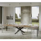 Mesa extensible hasta 440 cm en hierro y madera antracita Made in Italy - Graffo viadurini