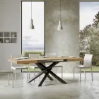 Mesa extensible hasta 440 cm en hierro y madera antracita Made in Italy - Graffo viadurini