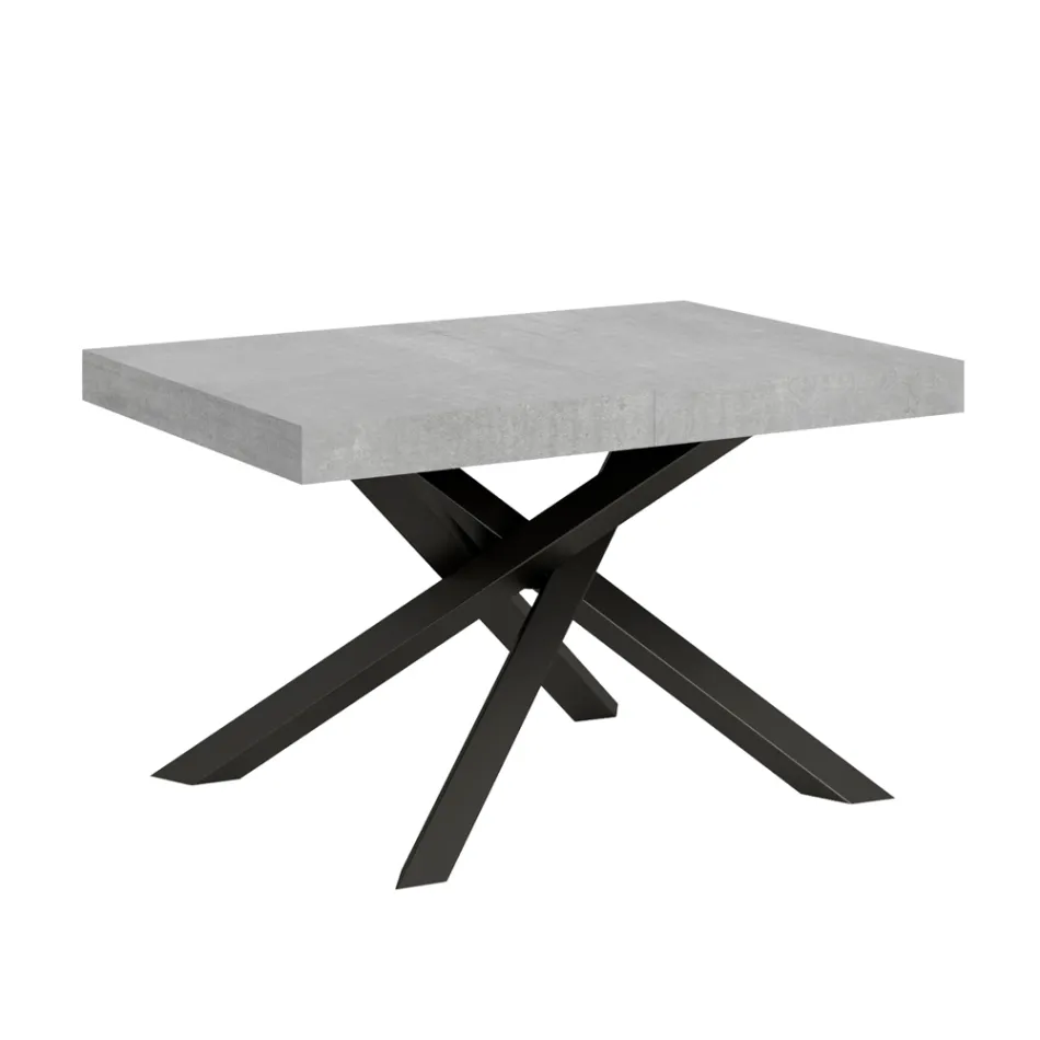 Mesa extensible hasta 440 cm en hierro y madera antracita Made in Italy - Graffo viadurini