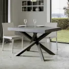 Mesa extensible hasta 440 cm en hierro y madera antracita Made in Italy - Graffo viadurini