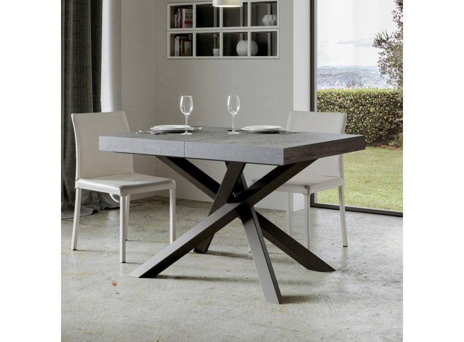 Mesa extensible hasta 440 cm en hierro y madera antracita Made in Italy - Graffo viadurini