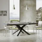 Mesa extensible hasta 440 cm en hierro y madera antracita Made in Italy - Graffo viadurini