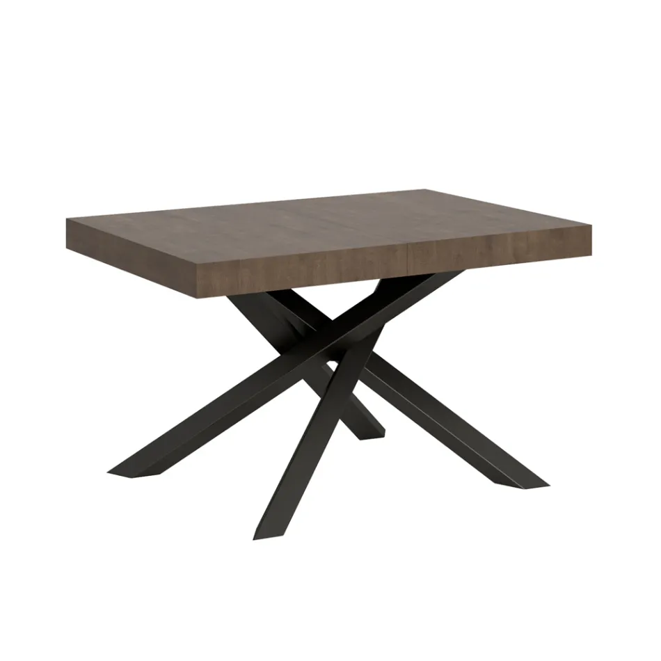 Mesa extensible hasta 440 cm en hierro y madera antracita Made in Italy - Graffo viadurini