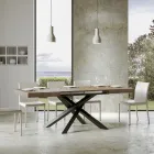 Mesa extensible hasta 440 cm en hierro y madera antracita Made in Italy - Graffo viadurini