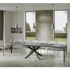 Mesa extensible hasta 440 cm en hierro y madera antracita Made in Italy - Graffo viadurini
