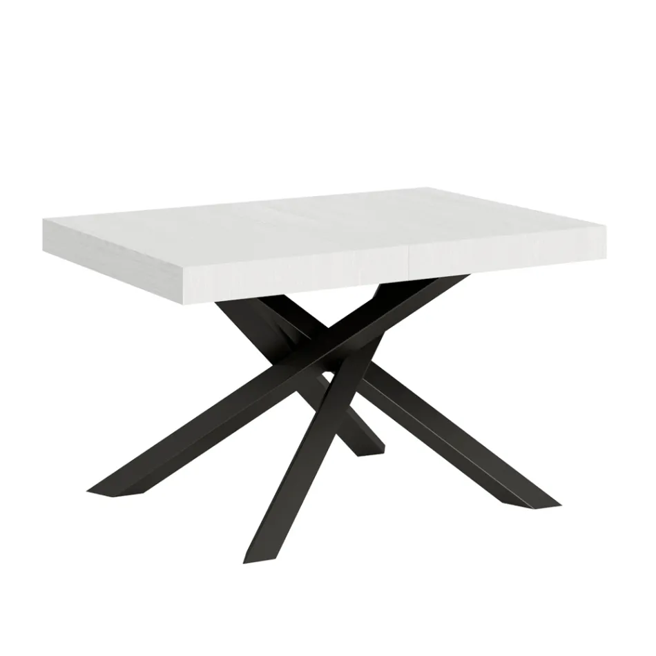 Mesa extensible hasta 440 cm en hierro y madera antracita Made in Italy - Graffo viadurini