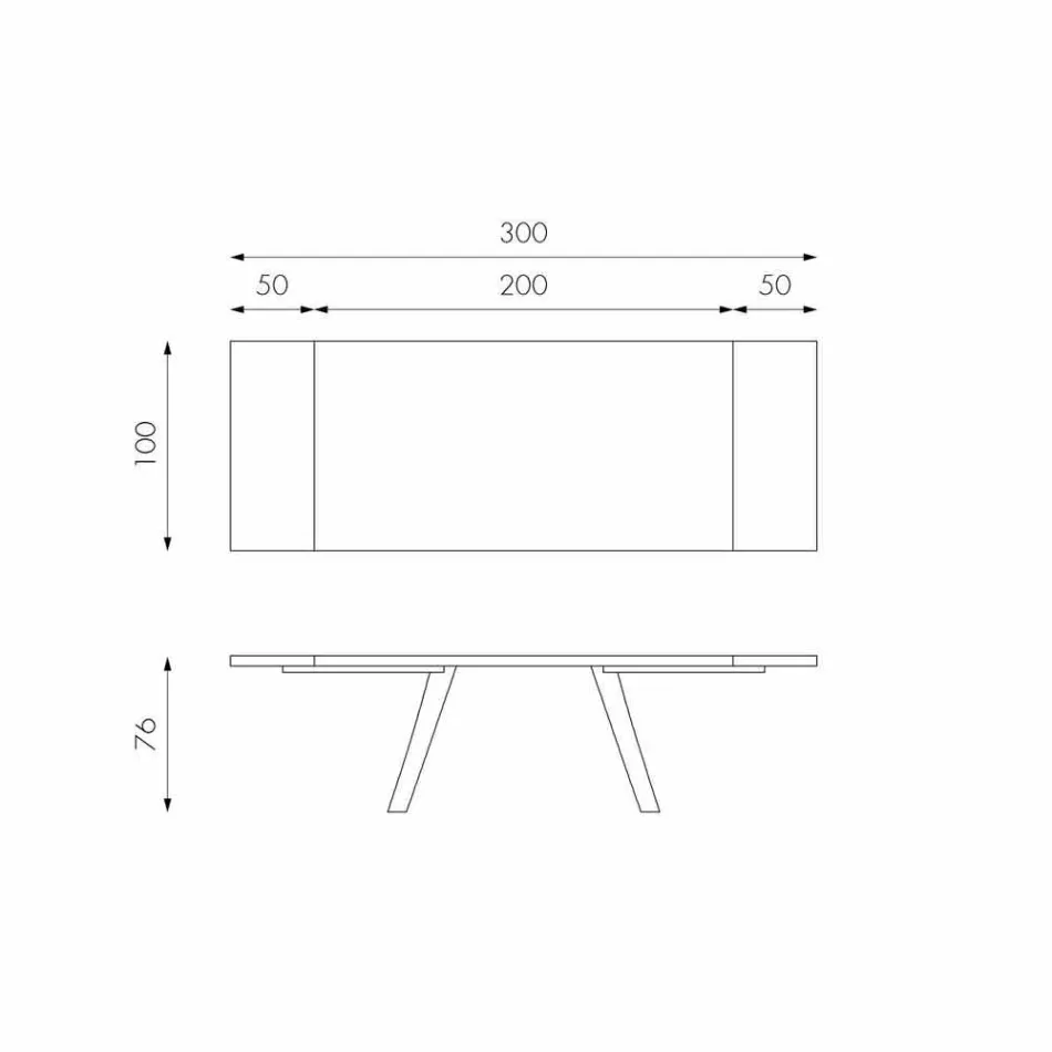 Mesa de chapa de roble extensible y metal negro Travis viadurini