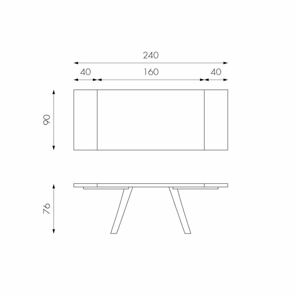 Mesa de chapa de roble extensible y metal negro Travis viadurini