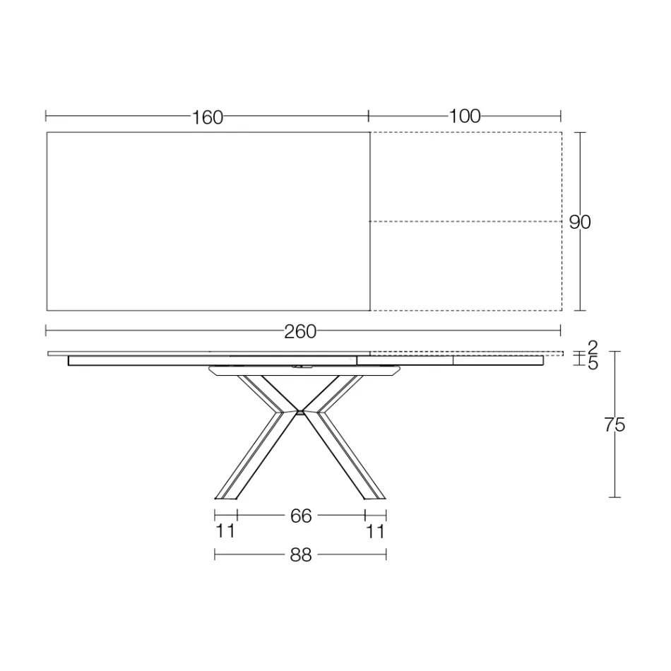 Mesa extensible en cerámica negra Calacatta pulida Starlit - Balia viadurini