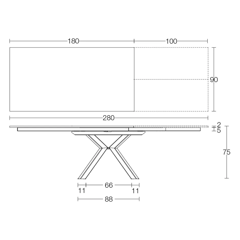Mesa extensible en cerámica negra Calacatta pulida Starlit - Balia viadurini