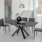 Mesa extensible en cerámica negra Calacatta pulida Starlit - Balia viadurini