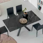 Mesa extensible en cerámica negra Calacatta pulida Starlit - Balia viadurini