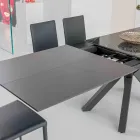 Mesa extensible en cerámica negra Calacatta pulida Starlit - Balia viadurini
