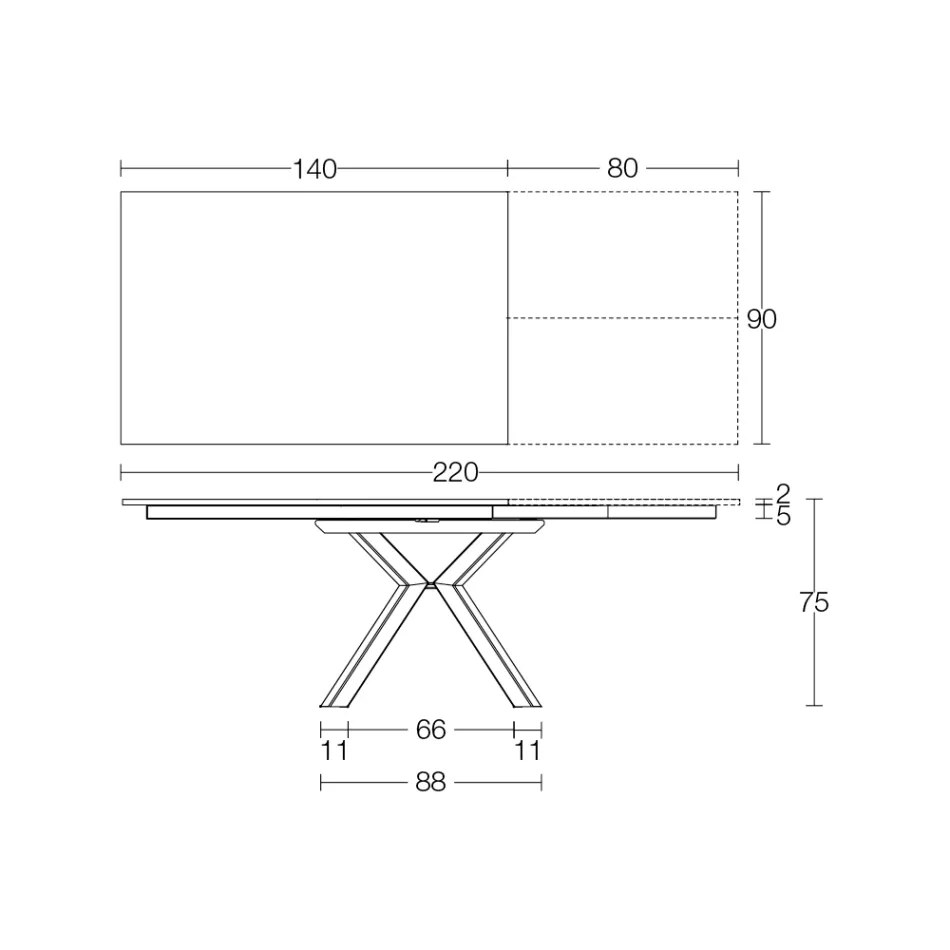Mesa extensible en cerámica negra Calacatta pulida Starlit - Balia viadurini