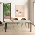 Mesa extensible en dos tamaños en metal y piedra efecto mármol - Morfeo viadurini