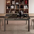 Mesa extensible de gres porcelánico con base de metal pintado - Arko viadurini