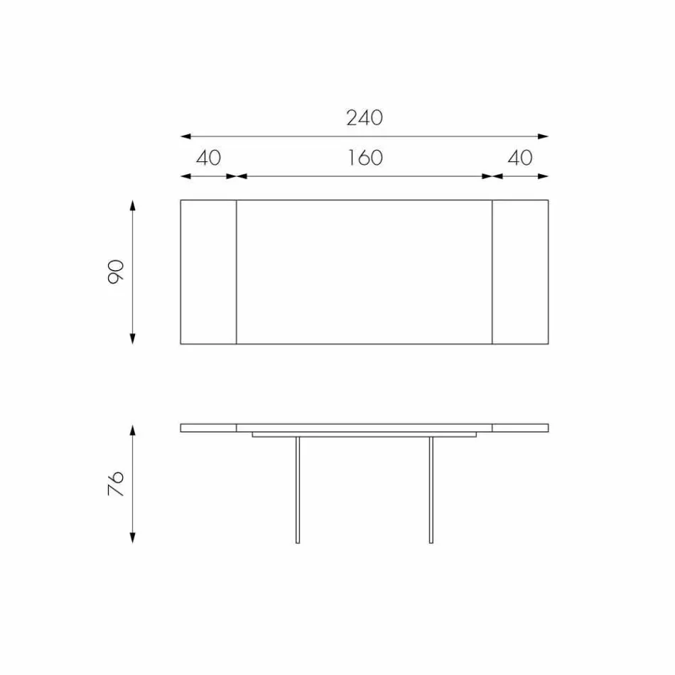 Mesa extensible en chapa de roble con patas de vidrio Nico viadurini