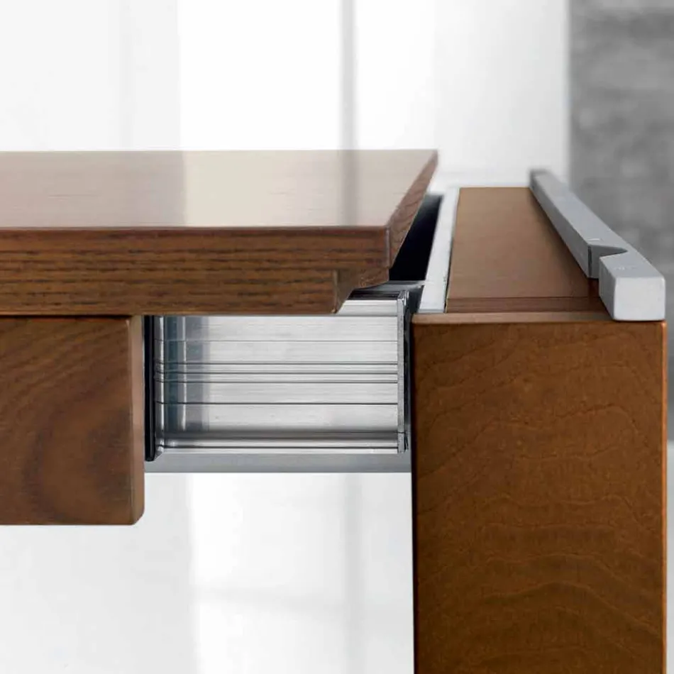 Mesa extensible en madera de fresno con bandas laterales en fresno - Ketla viadurini