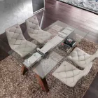Mesa extensible de madera maciza y vidrio templado Chad viadurini