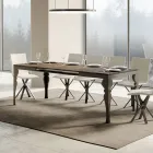 Mesa Extensible en Madera de Melamina y Bajo de Hierro Antracita - Sassone viadurini