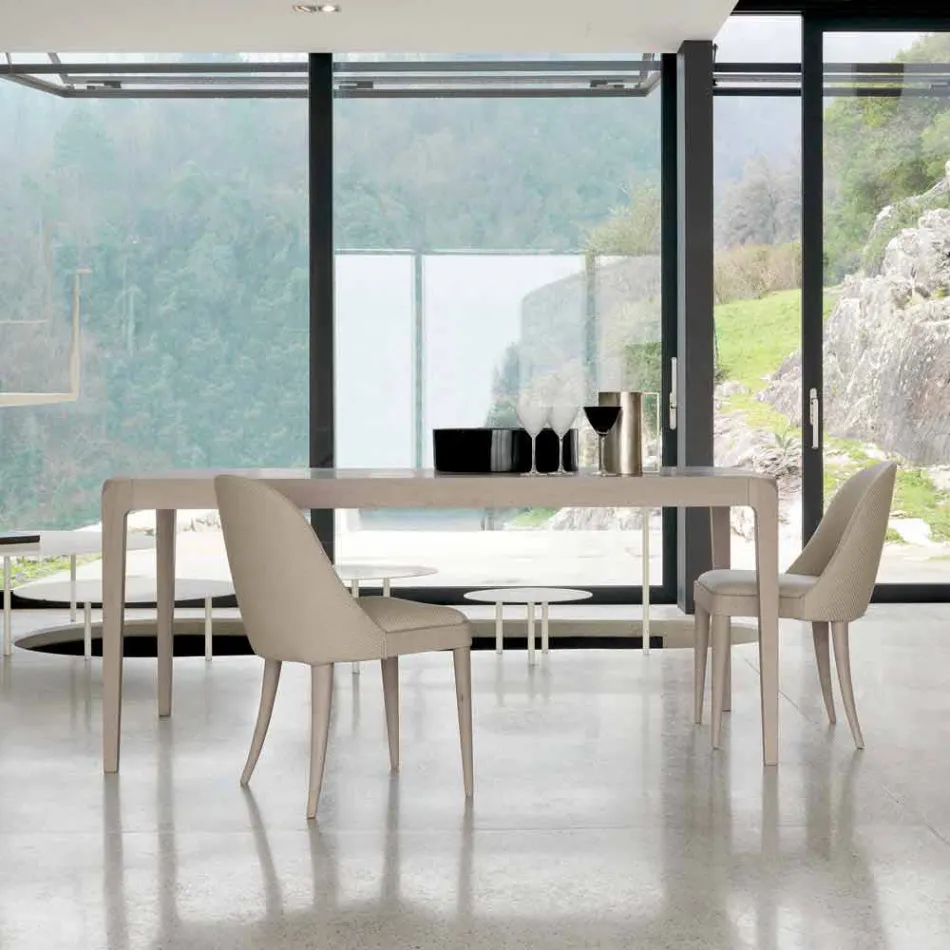 Mesa extensible en nogal gris natural, diseño moderno Matis viadurini