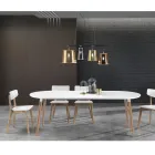  Ian Mesa Oval 120(200) Ext Madera Nat Lac Mate Blan viadurini