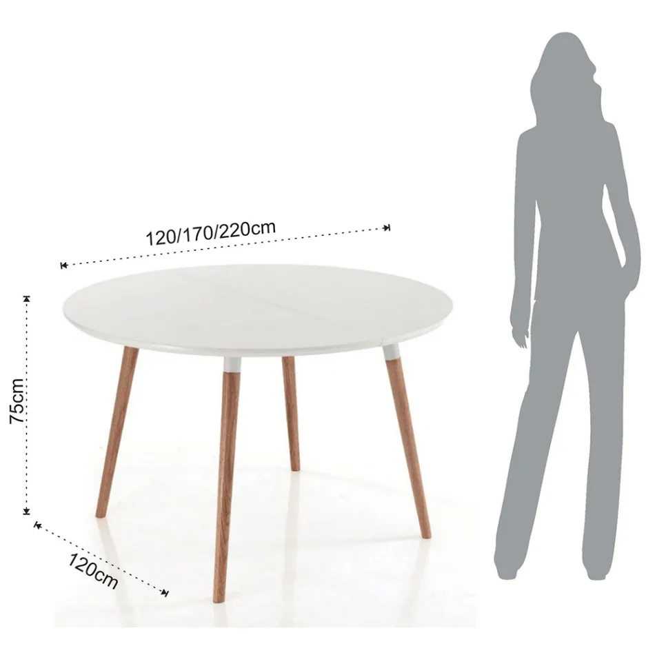  Ian Mesa Oval 120(200) Ext Madera Nat Lac Mate Blan viadurini