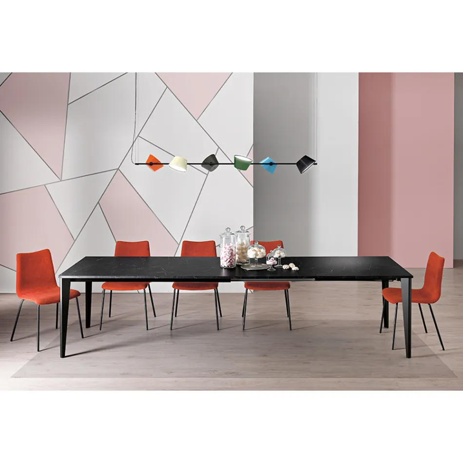 Mesa extensible en melamina acabado mármol negro Made in Italy - Ariel viadurini