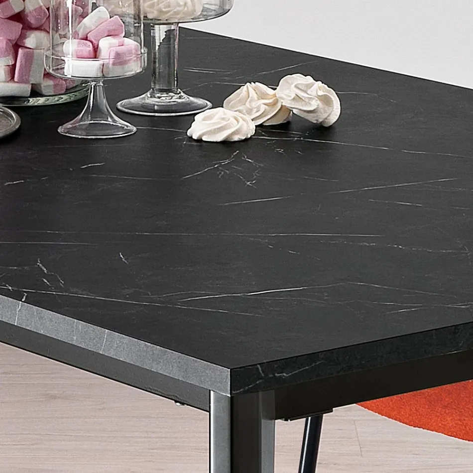 Mesa extensible en melamina acabado mármol negro Made in Italy - Ariel viadurini