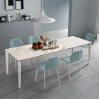 Mesa extensible en vitrocerámica y base de metal en diferentes acabados - Ariel viadurini