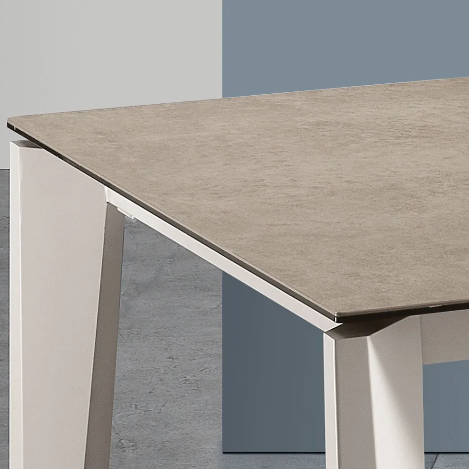 Mesa extensible de vitrocerámica acabado Fokos Terra Made in Italy - Ariel viadurini