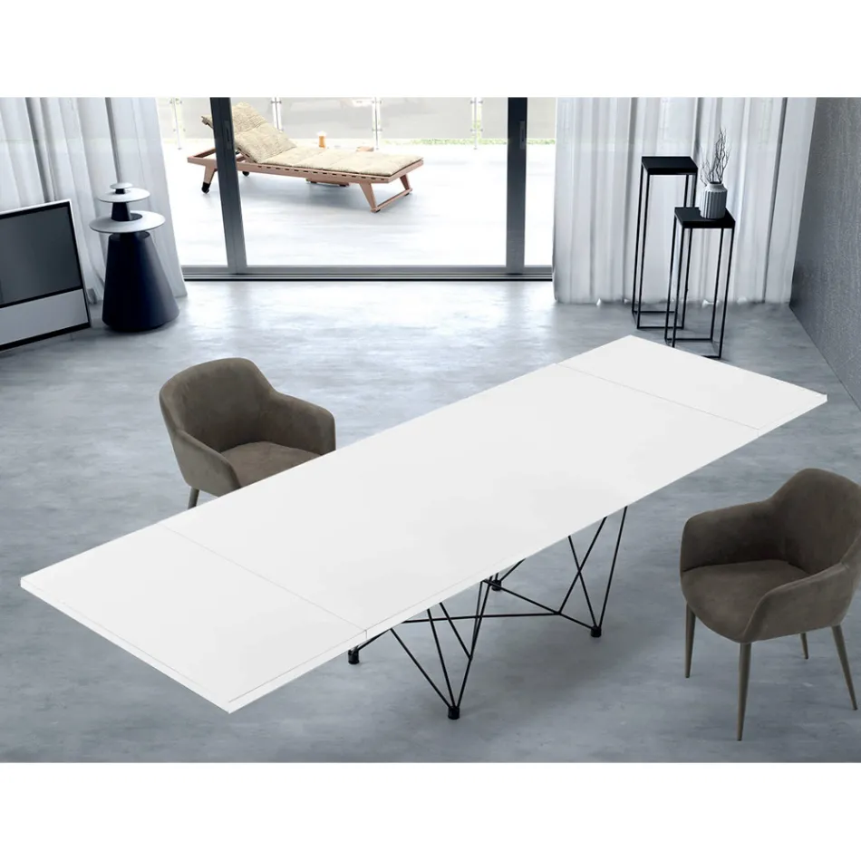Mesa extensible moderna de 14 plazas con tapa laminada Made in Italy - Ezzellino viadurini