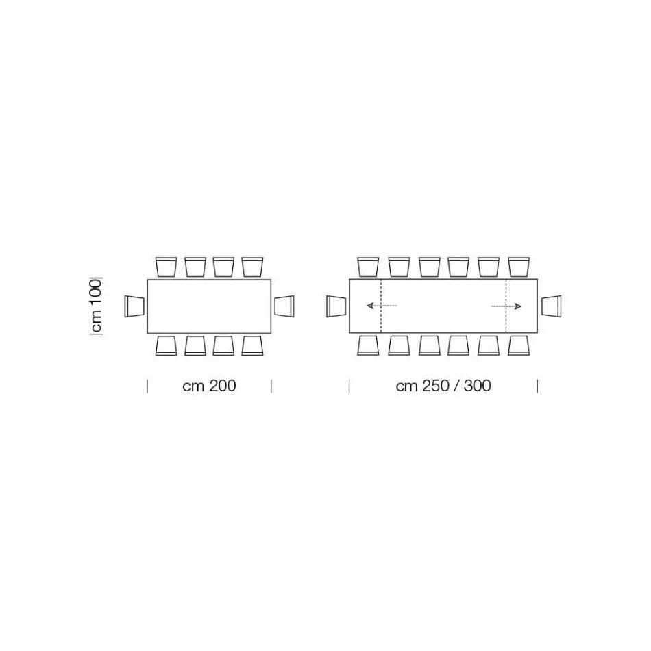 Mesa Extensible Moderna 14 asientos con Tapa Laminada Hecho en Italia -Ezzellino viadurini